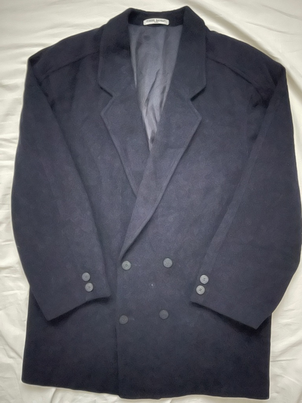 Pierre Balmain Paris Black Wool Double Breasted Coat